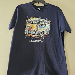 Valldemossa Mallorca VW Bus Graphic T-Shirt Men's XL Navy Blue Splatter Art